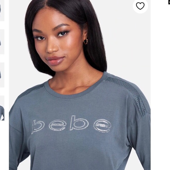 SOLD - Bebe Long Sleeve Smoke Blue Top - NWT - Picture 3 of 14